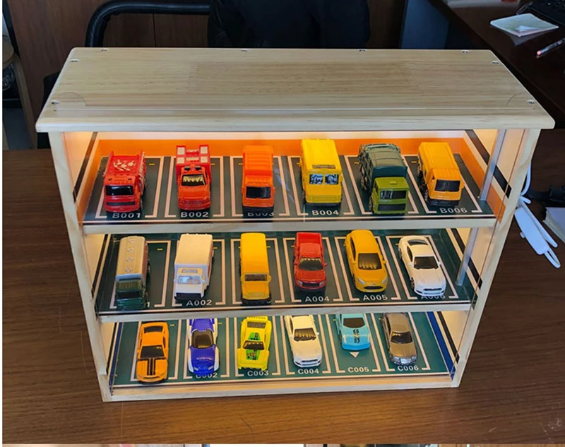 1: 64 1:43 1:32 шкала 2/3 слоев деревянная игрушечная Автостоянка сцены витрина с легкой модели автомобиля подземный ящик для хранения гаража