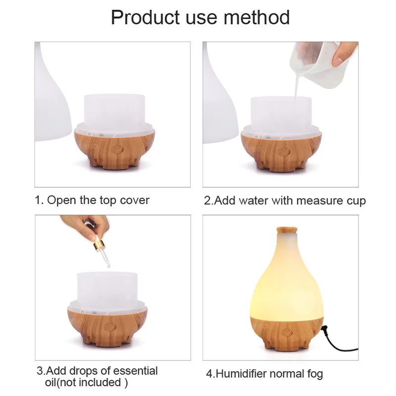 

95ML USB Mini Wooden Air Purifier Aromatherapy Humidifier Aroma Diffuser Essential Oil Diffuser Color Changing LED Touch Switch