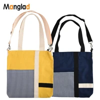 women canvas shopping bag female large capacity cotton cloth shoulder bag girls zipper crossbody tote reusable eco handbag