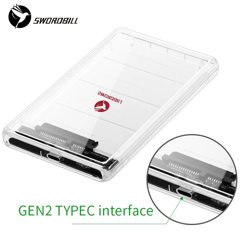 Корпус для внешнего жесткого диска прозрачный HDD чехол 3 SATA к USB 2 5 USB3.1 GEN2 TYPEC бокс