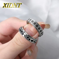 xidnt cool male silver stainless steel rotatable heart shaped punk female decompression anxiety jewelry party leisure sport gift