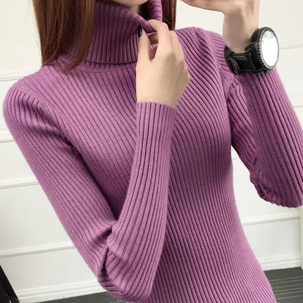 Женский вязаный свитер с высоким воротником зимний джемпер оверсайз для женщин и