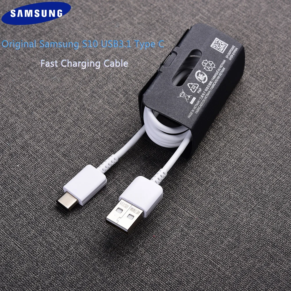 Кабель для быстрой зарядки Samsung S10 оригинальный кабель USB3.1 Type-C Galaxy S20 Plus Note 8 9 10 A70 S |