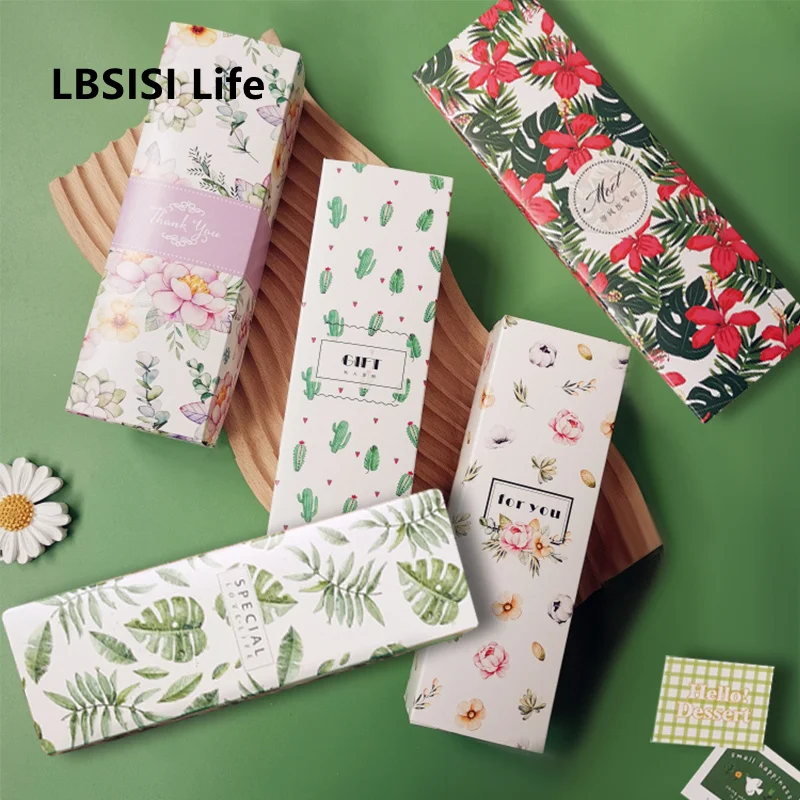 

LBSISI Life 5pcs Candy Cookie Biscuit Nougat Paper Boxes Thank You Merry Christmas Hand Made Gift Box