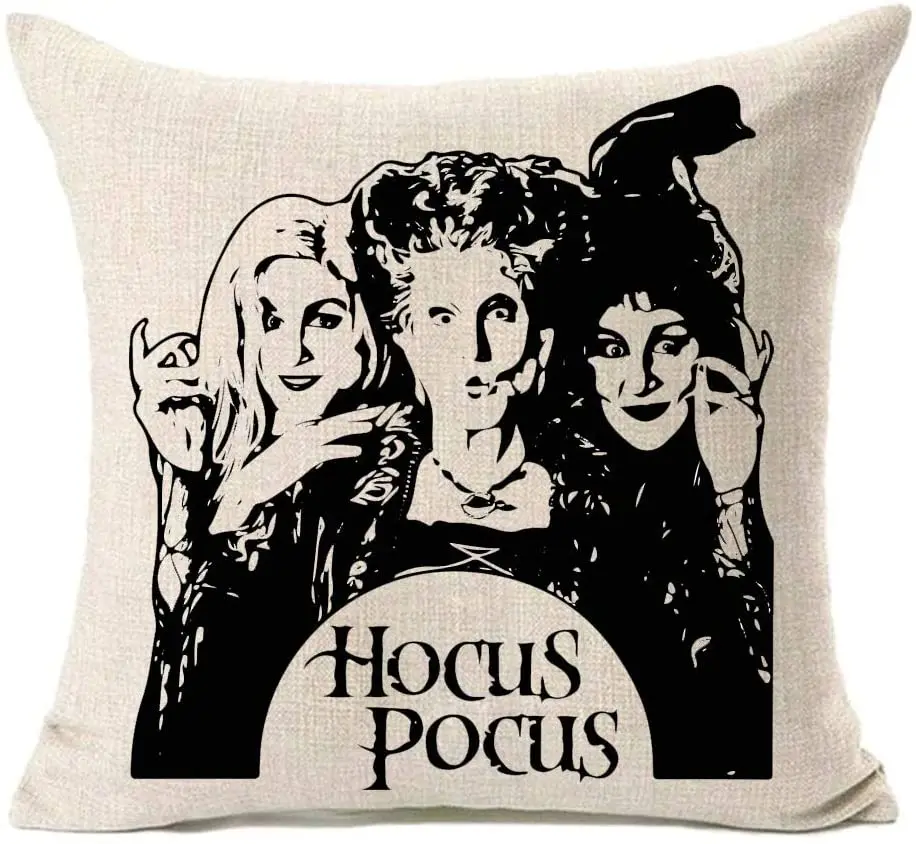 

Hocus Pocus Farmhouse Halloween Pillow Covers 18x18 Inch,Halloween Decorations Sanderson Sisters Throw Pillow Case Cushion Cover