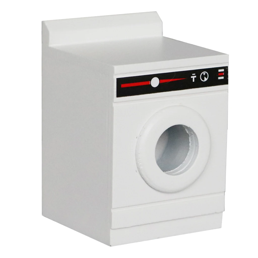 

White Wood Miniature Washing Machine Washer Furniture Set for 1:12