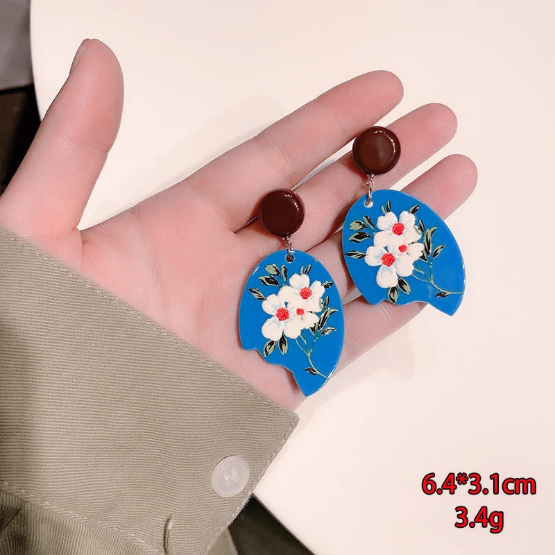 

Серьги в праздничном стиле для женщин S925 2021 Новые Модные индивидуальные акриловые серьги в стиле ретро забавные цвета