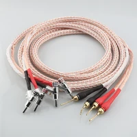 high quality hi end 12tc speaker cable occ copper audiophile loudspeaker cable with braided banana plug