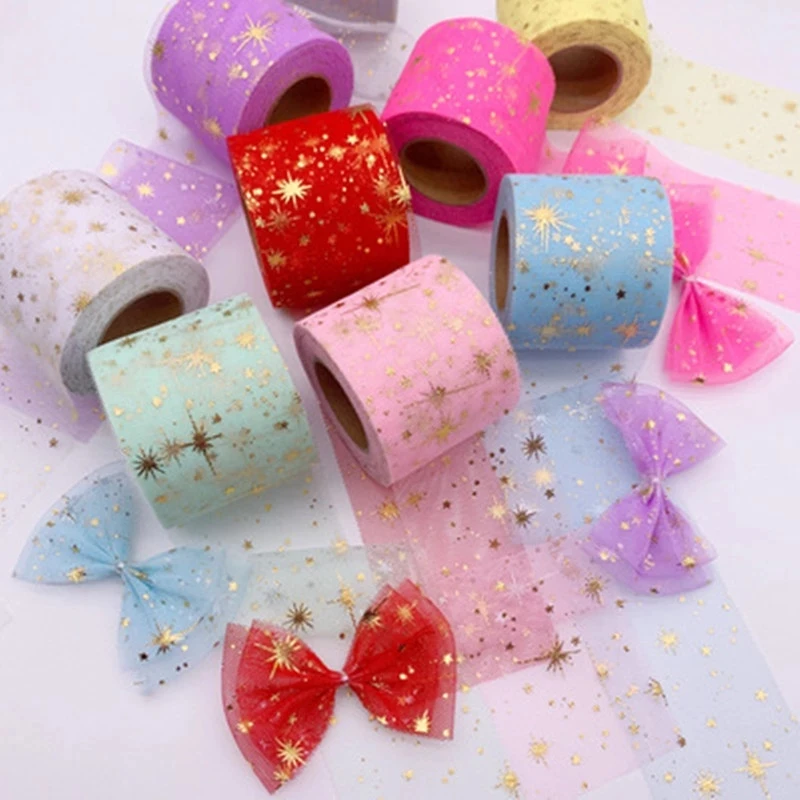 

6 Cm Wide 25 Yards Glitter Sequined Tulle Reel Ballet Wedding Dress Decoration Organza Laser DIY Craft Birthday Party Supplies