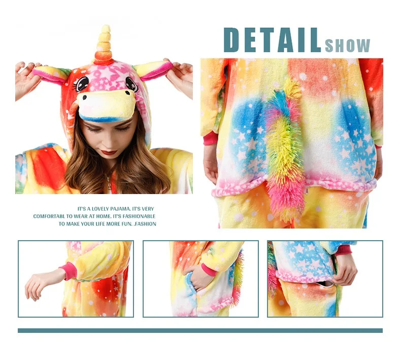 

Adults Animal Unicorn Pajamas Nightie Winter Sleepwear Kigurumi Stitch Panda Lion Wolf Pyjamas Women Onesies Costumes Jumpsuit