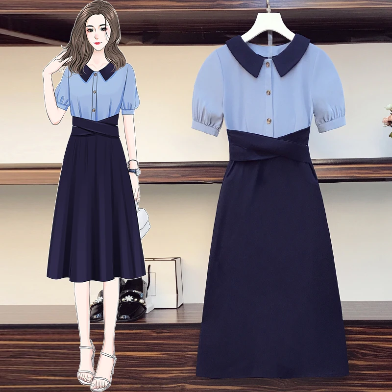 Женское шифоновое платье в стиле ретро повседневное средней длины с коротким