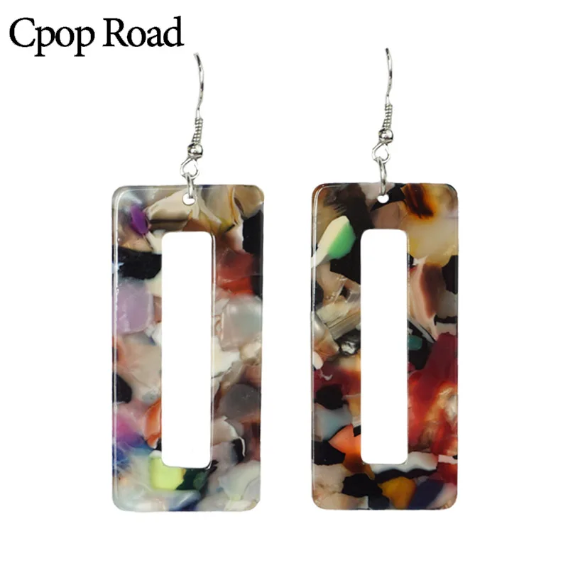 Новые модные круглые акриловые серьги Cpop для женщин цветные прямоугольные серые