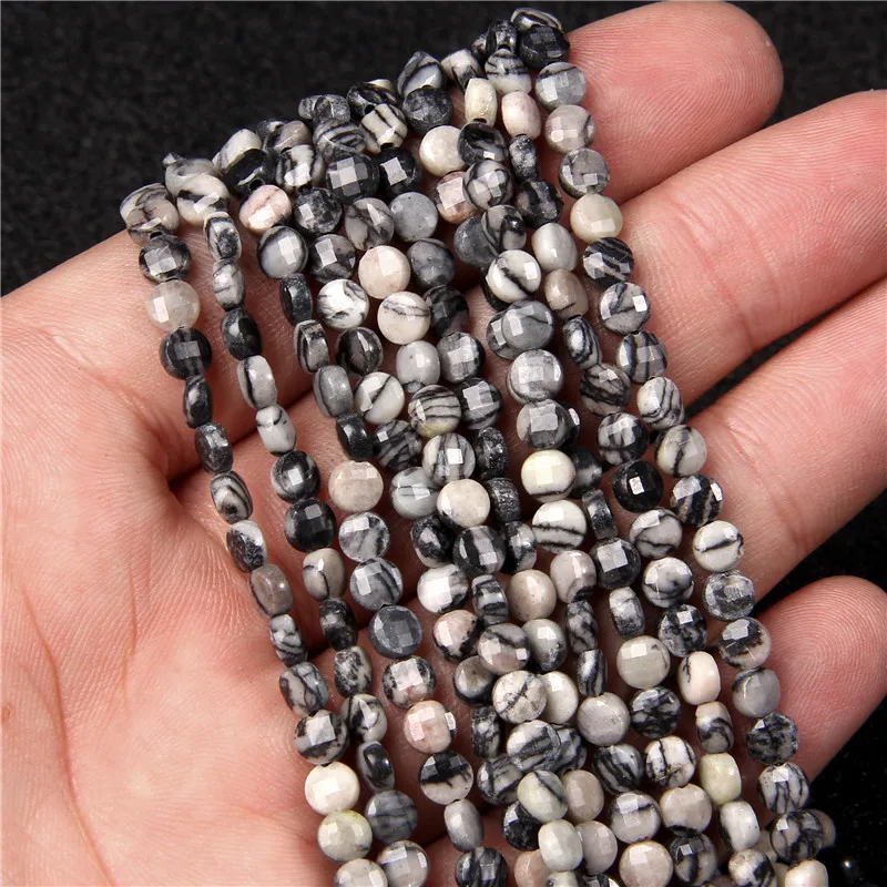 Граненые бусины из Натуральной Черной сети в полоску зебры 4 мм 6 с отверстием для