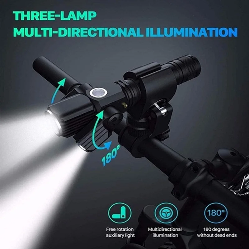 

Bike Light USB Charging Multi Function LED Strong Light Night Riding Flashlight Mtb Front Tail Light Set Bicycle Accessories