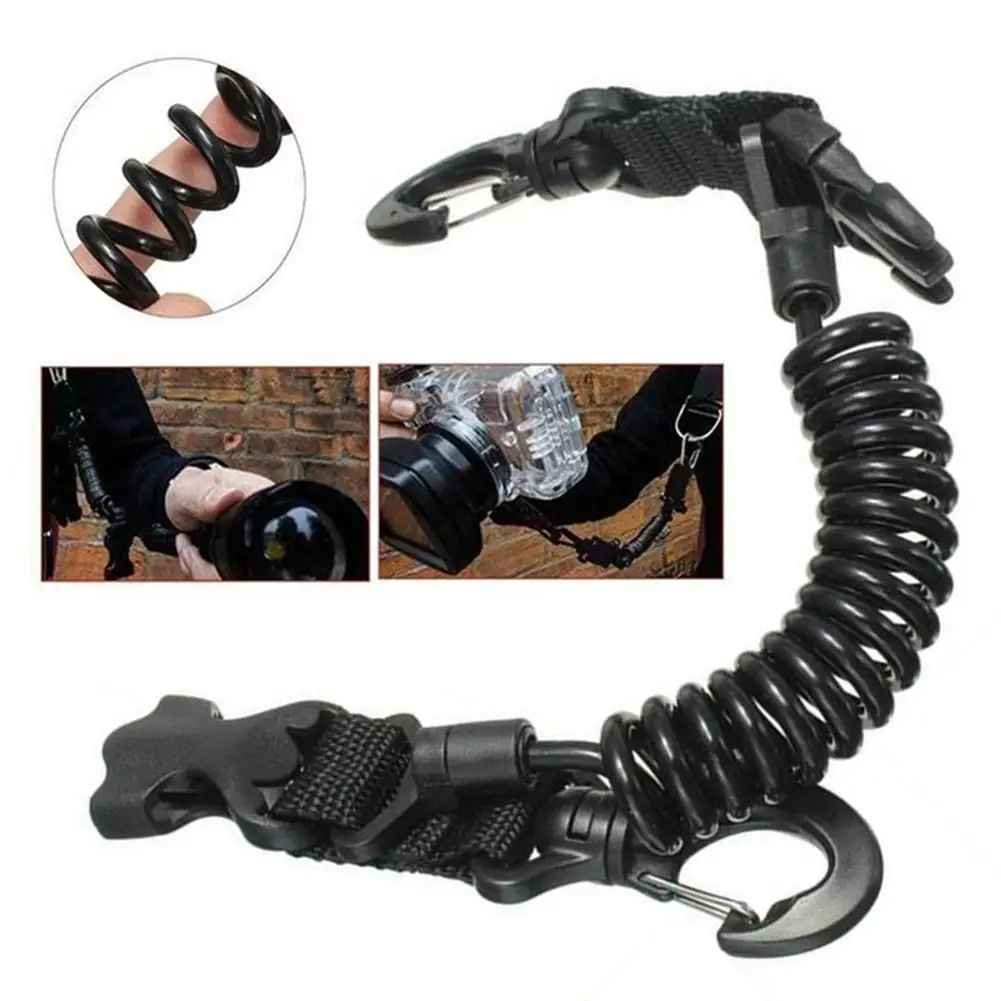 

Climbing multi-function Underwater Diving Camera Durable Safety Spring Anti Lost Lanyard Coil Rope Strap Buckle Carabiner Hook