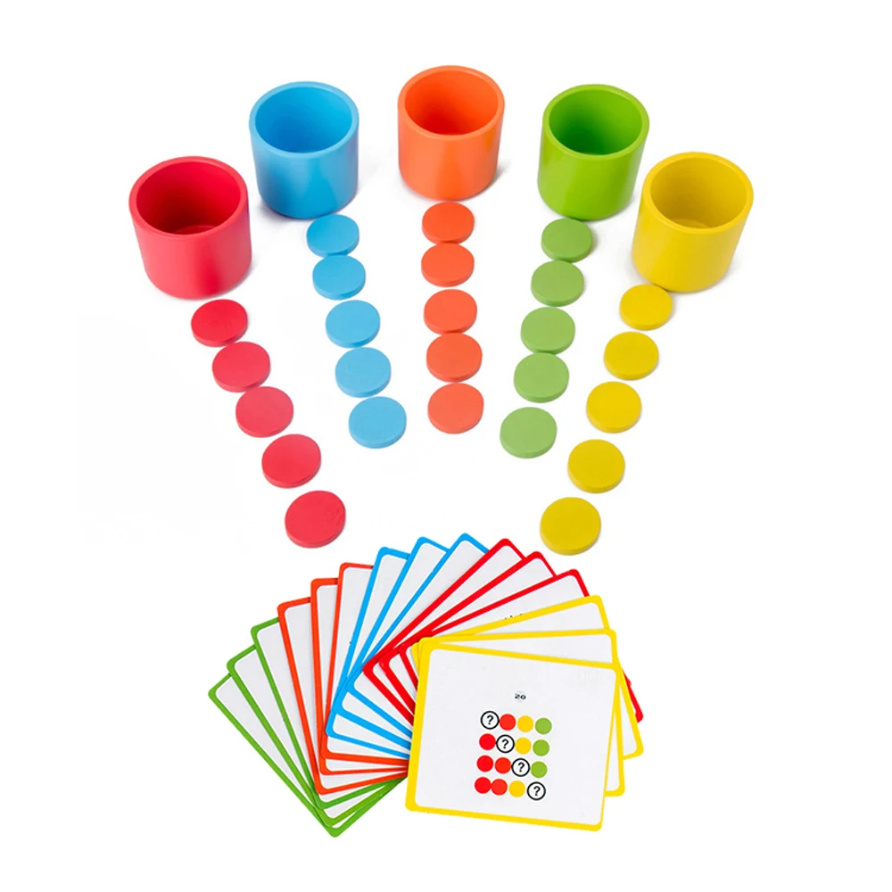 Деревянные игрушки цветные ощущения круглые блоки детские математические