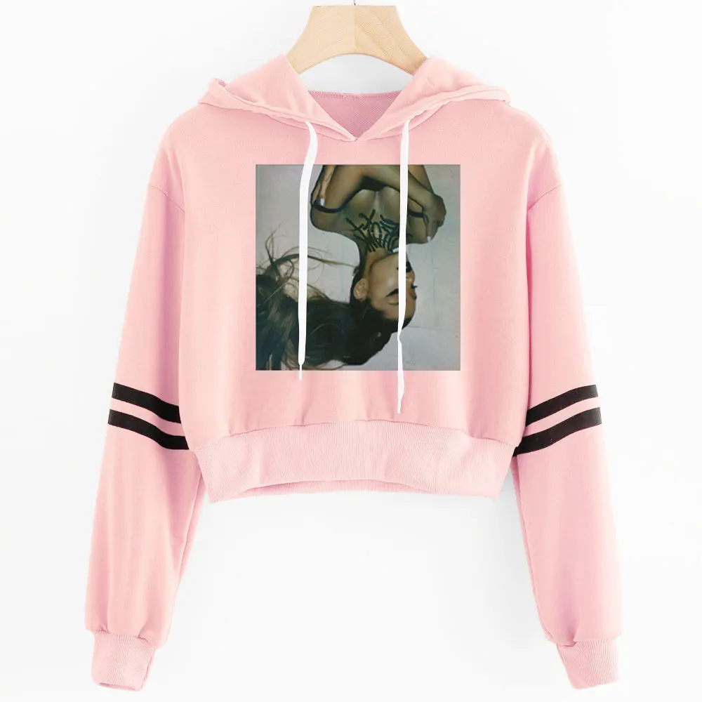 Ariana Grande Album Толстовки корейский укороченный Топ Толстовка Женская Harajuku розовая укороченная толстовка женская кавайная одежда хип-хоп