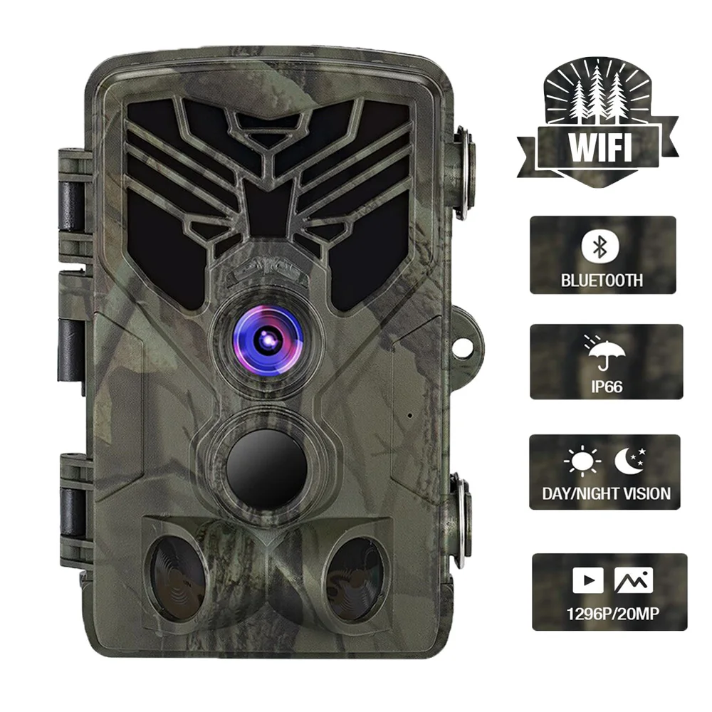 WIFI APP Trail Camera Bluetooth Control Live Stream Show Hunting Cameras WIFI830 24MP 1296P Night Vision Wildlife Photo Traps