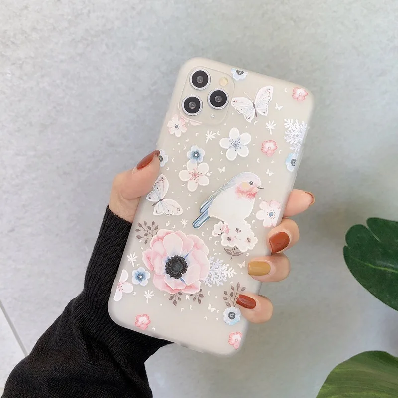 Силиконовый чехол с цветами для телефона iphone 11 pro xr x xs max 7 8 plus 6 6s se 2020 мягкий полным