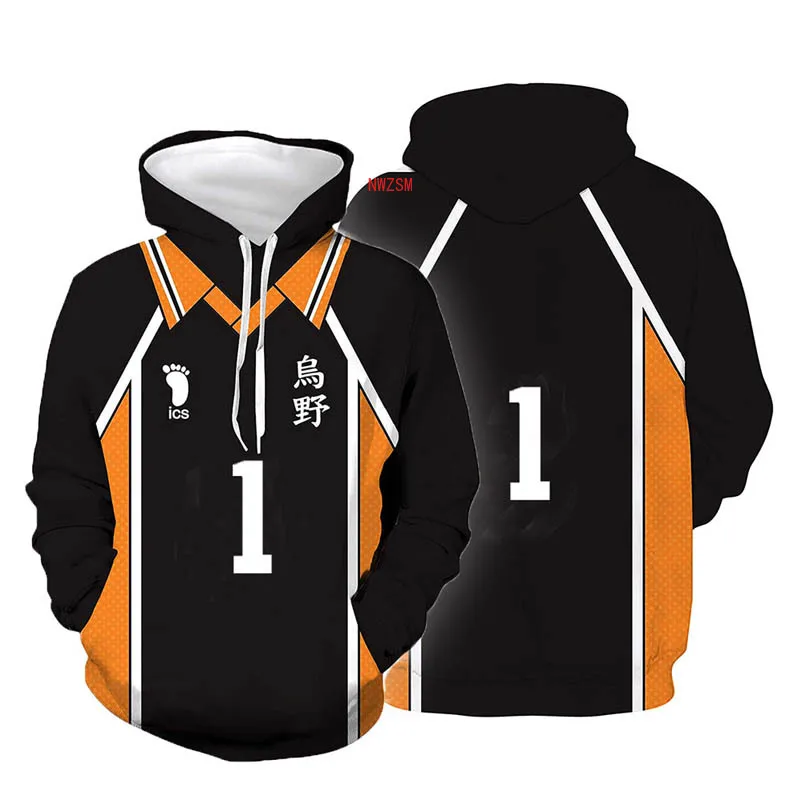 Haikyuu! Толстовки Hinata Shoyo Косплей Karasuno школьный волейбол Толстовка Nishinoya Yuu Kageyama Tobio