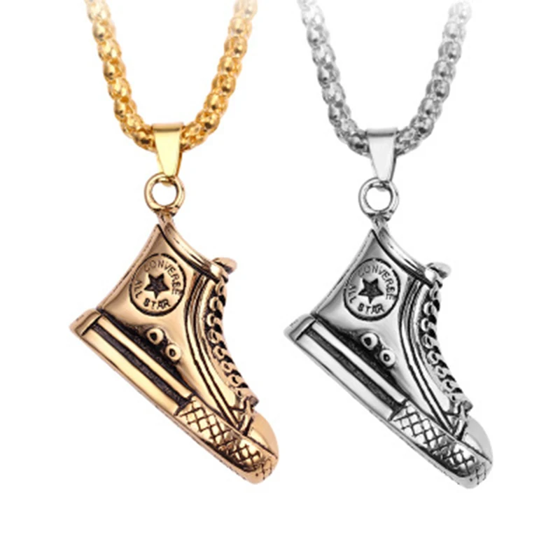 

Fashion Antique Basketball Shoes Pendant Necklace Hip Hop Jewelry For Sports Men