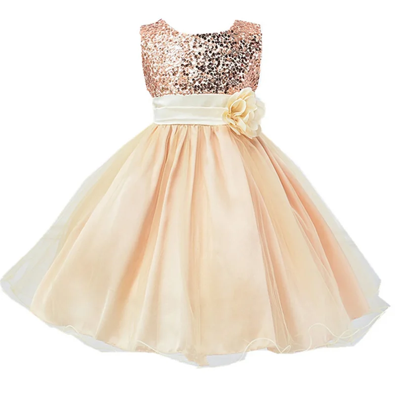 Champagne Зимнее рождественское платье элегантное платье-пачка принцессы на свадьбу для девочек Детские платья для девочек vestidos От 3 до 12 лет - Цвет: Champagne
