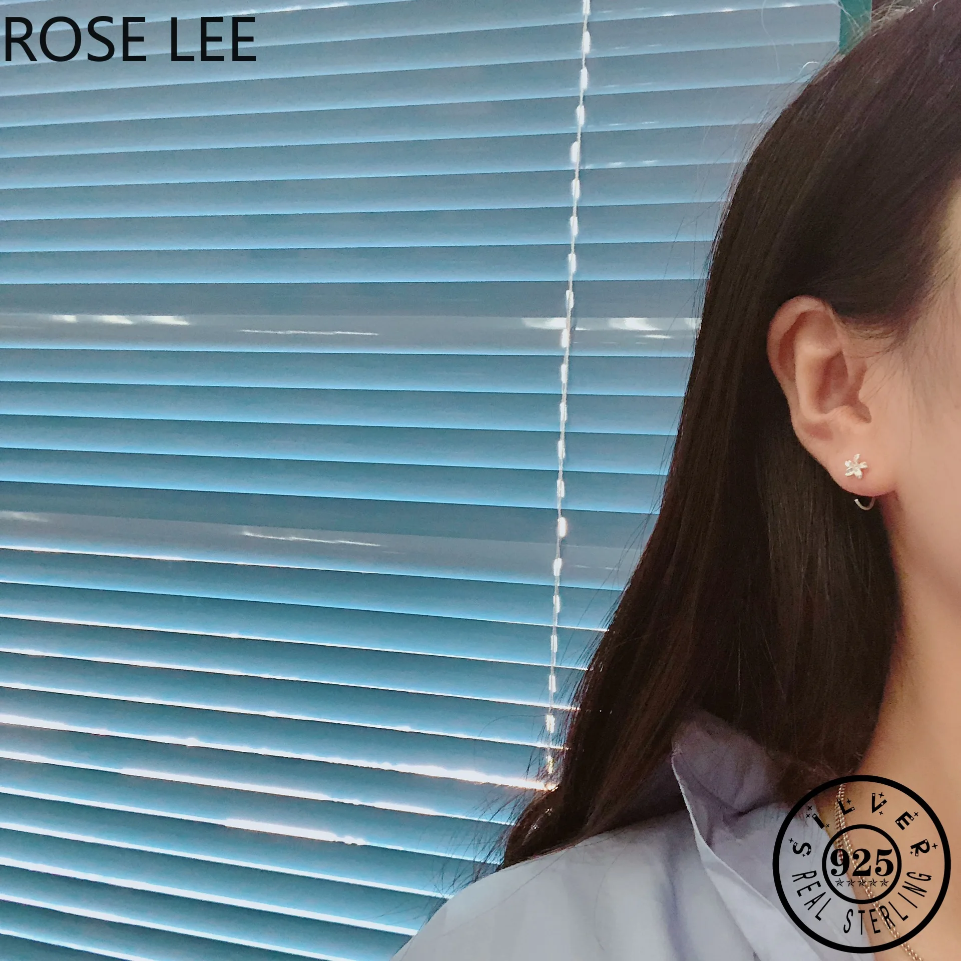 100% женское серебро 925 пробы маленькие корейские сережки шпильки с цветком модные