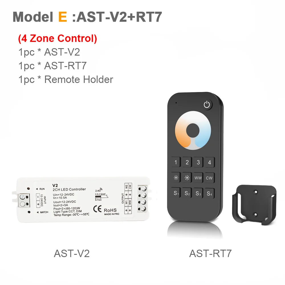 Model E CCT светодиодный контроллер 12 В 24 В 2CH 10A RF 2,4G беспроводной пульт дистанционного управления 12 вольт WW CW умный Wi-Fi затемнитель контроллер для двойной белый Одиночный цвет CT светодиодные полосы света - Color: Model E