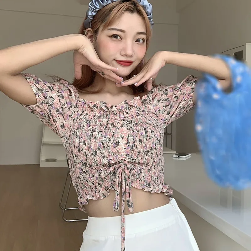 

Летний милый сексуальный топ с вырезом лодочкой, женские короткие топы с коротким рукавом и завязками, топы для девочек, маленькие футболки ...