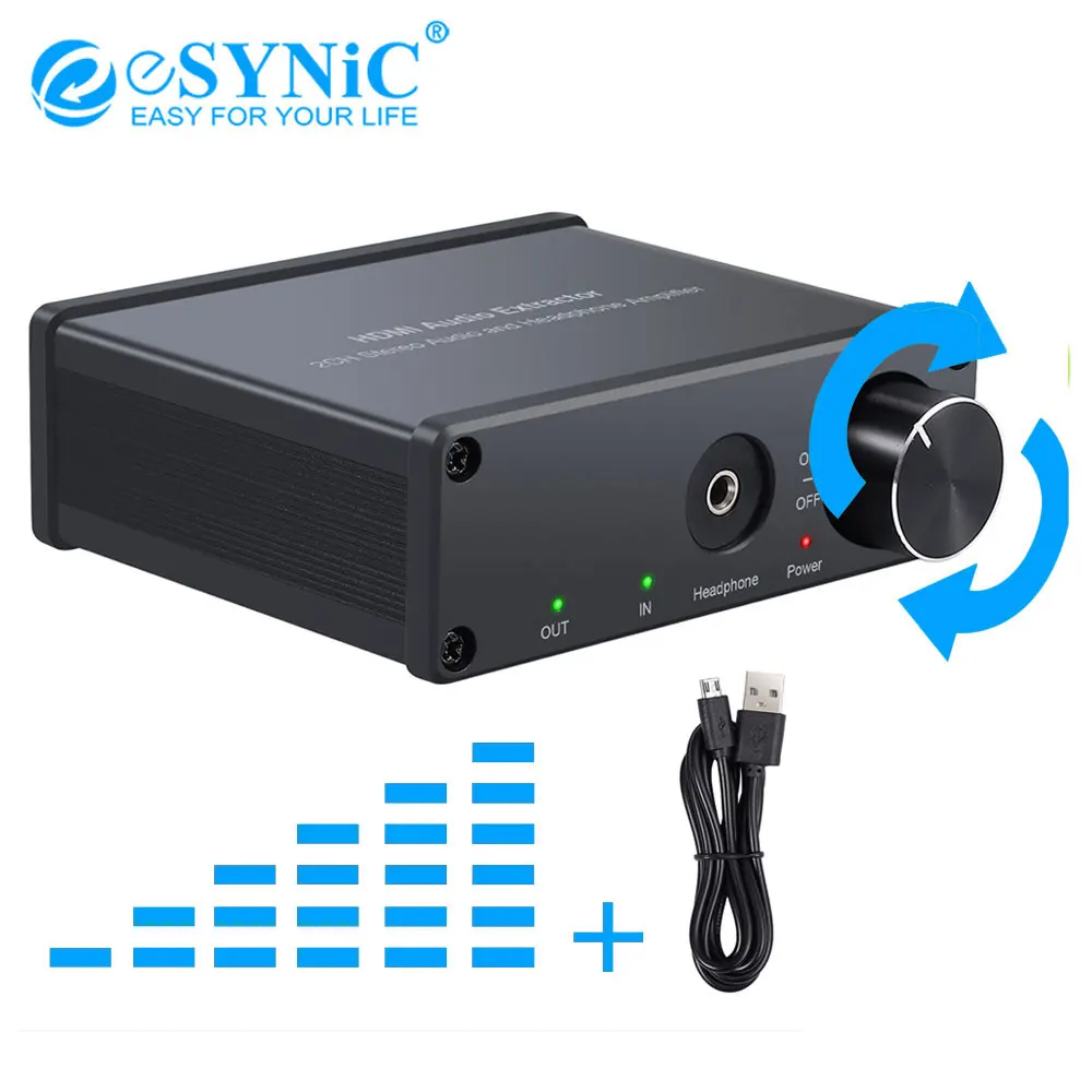ESYNiC 4K HDMI совместимый аудио экстрактор с регулятором громкости RCA 3 5 мм