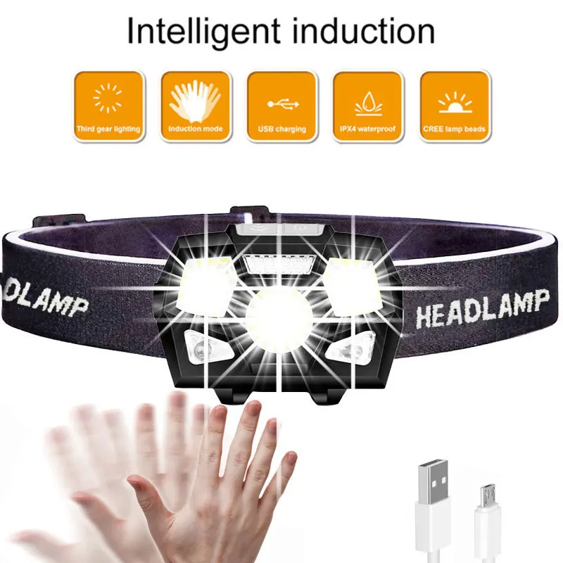 Miner'S лампа рыболовные огни светодиодный налобный фонарь индукционный