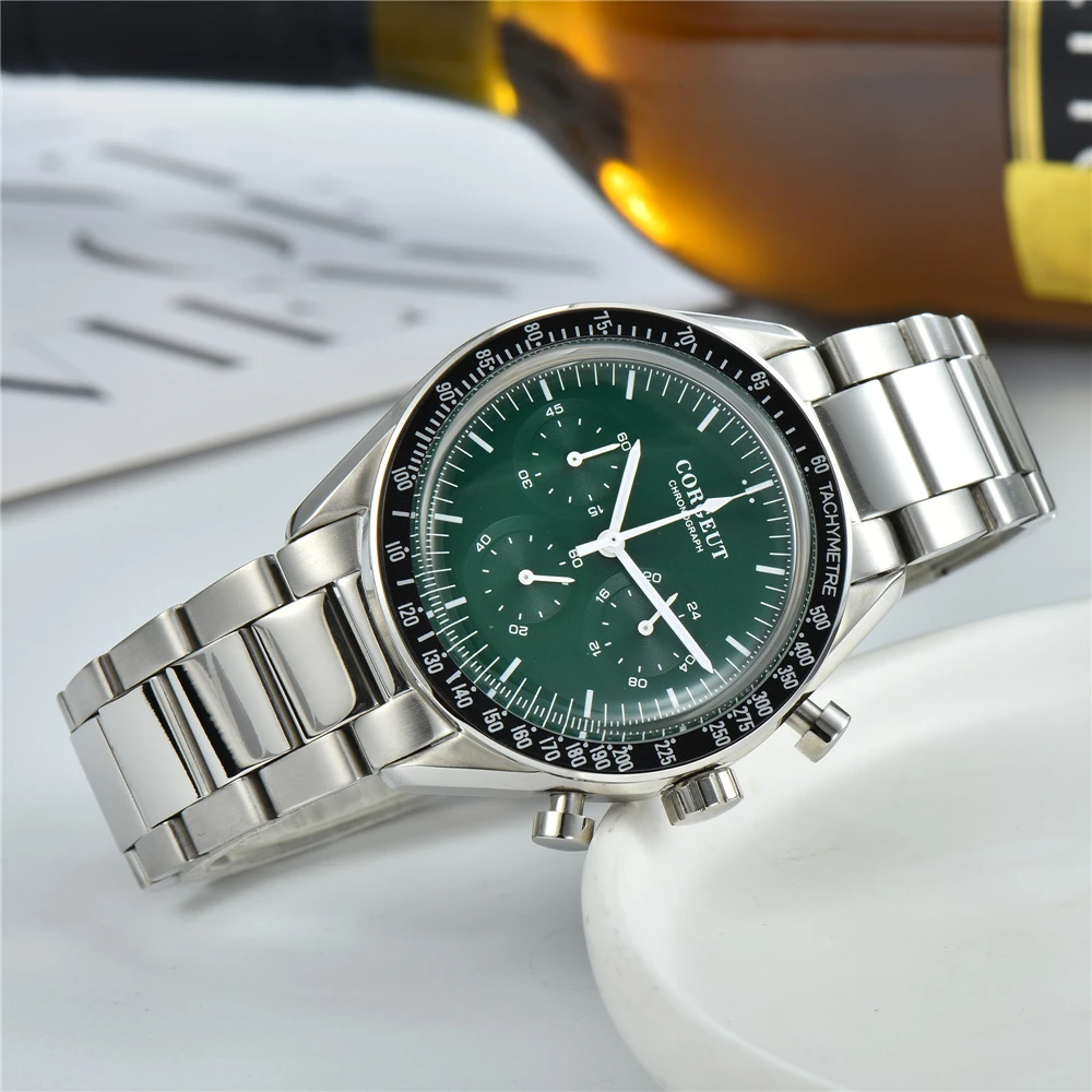 Мужские многофункциональные кварцевые часы-хронограф из нержавеющей стали 40 мм |