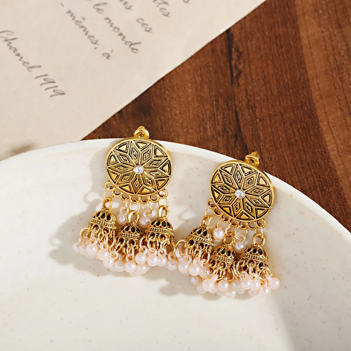 Женские серьги-колокольчики Jhumka индийские украшения жемчужные серьги для