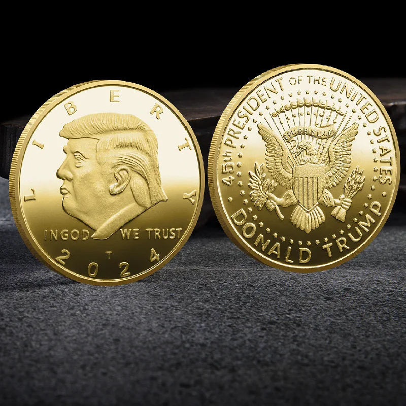 

NEW Type 2024 U.S. Presidential Trump Election Gold Duoble Color Commemorative US Coins Challenge Coin Trump Coins Collectibles