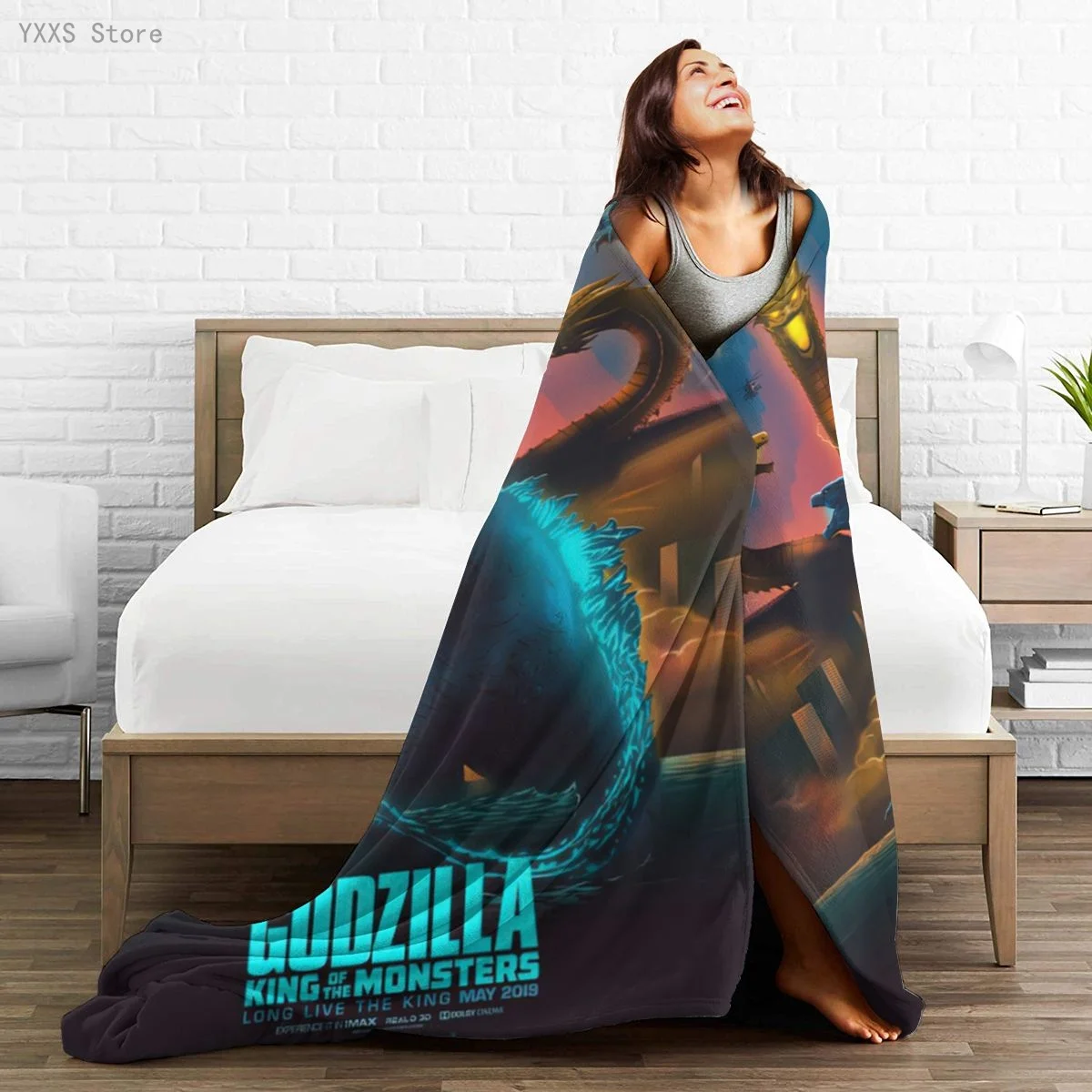 

Godzillas 3D Cartoon Sherpa Blanket Warm Super Soft Flannel Office Nap Bedspread Sofa Bedding Plush Quilt Plaids 291796347