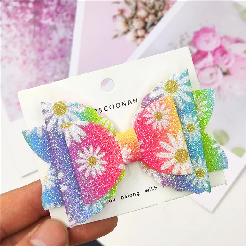 1 шт. подсолнечника блеск 3 6 дюймов Луки резинки для волос заколки клипсы с