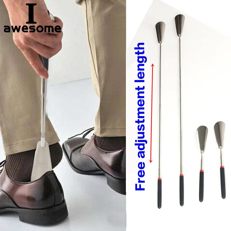 

26.5~74.5cm Silver Long Handle Shoehorn Flexible Stainless Steel Shoe Horn Stick Shoe Lifter Tool Professional Shoe Spoon Tool