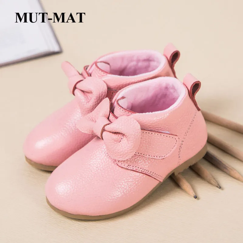 Новинка осени 2020 детские ботинки из натуральной кожи с бантом низким верхом и