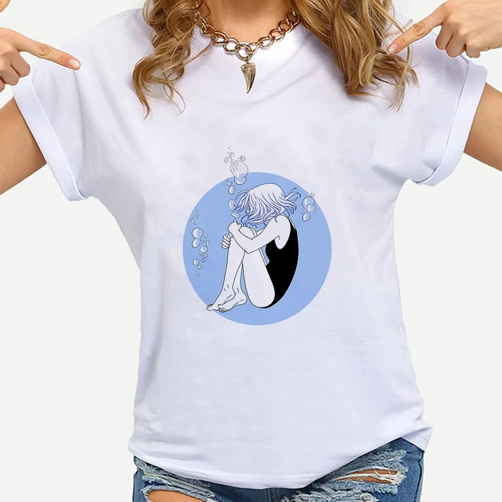 

Young Series Aesthetic Art Girls Printed Mujer T-shirt Short Sleeve Ropa 2021 New Arrivals T-shirts Student School Tops