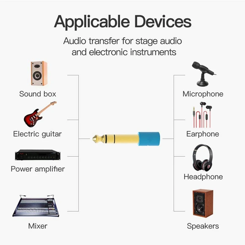 6.5mm 6.35mm 1/4inch Male to 3.5mm 1/8inch Female Jack Stereo Headphone AUX Cable Audio Adapter Plug For Guitar Amplifier J |