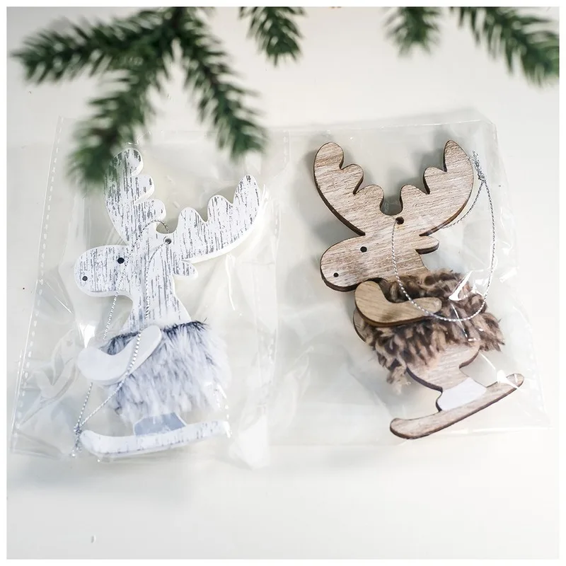 Новые рождественские украшения плюшевый деревянный подвесной кулон в виде лося