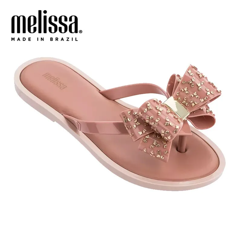 Сланцы женские с бантом пляжная обувь для взрослых сандалии Melissa новинка