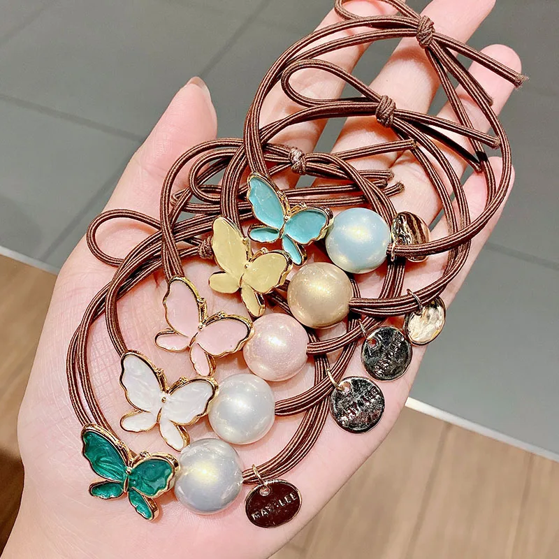 Резинки для волос женские милые эластичные цветные заколки бабочки из сплава