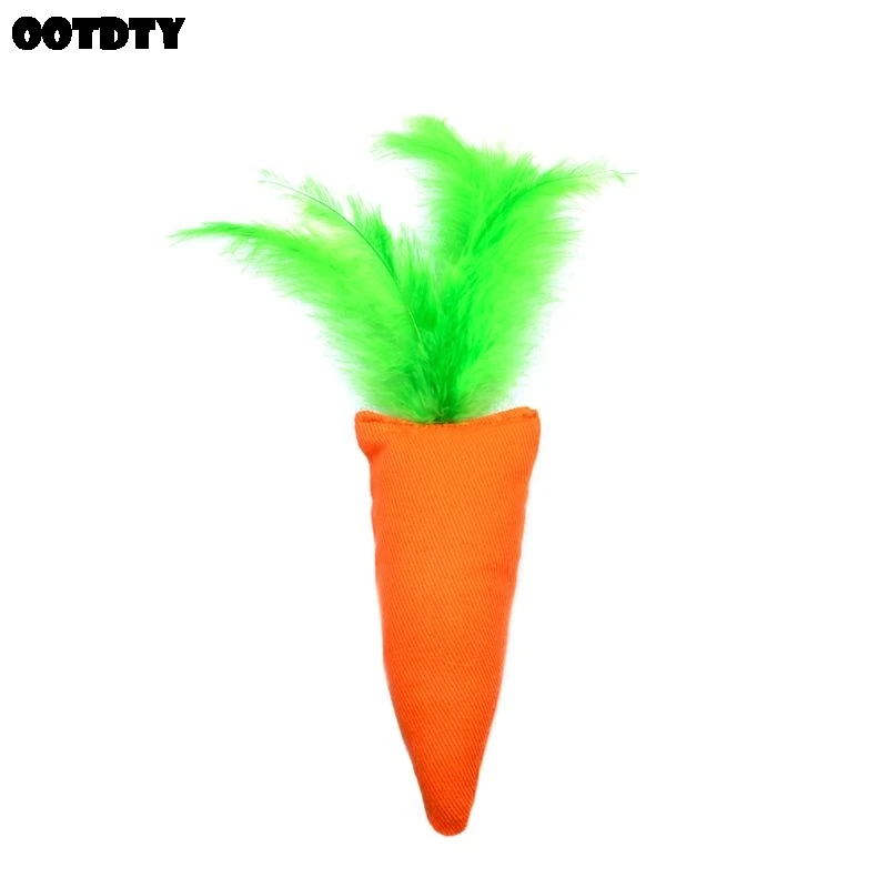 

Carrot Shape Cat Kitten Chew Toys Catnip Interactive Feather Bite Scrathing Toy