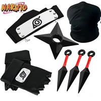 7pcs anime naruto kakashi cosplay set accessories gloves kunai headband mask ninja uchiha mittens action figure prop stuff toys