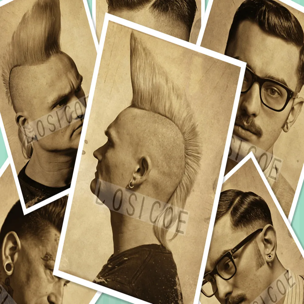 Винтажная Парикмахерская тату с рисунком постеры крафт бумага интерьер живопись