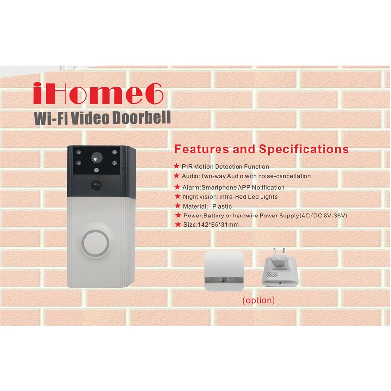 Накопительная Беспроводной WI FI дверной звонок видео PIR сигнализация обнаружения