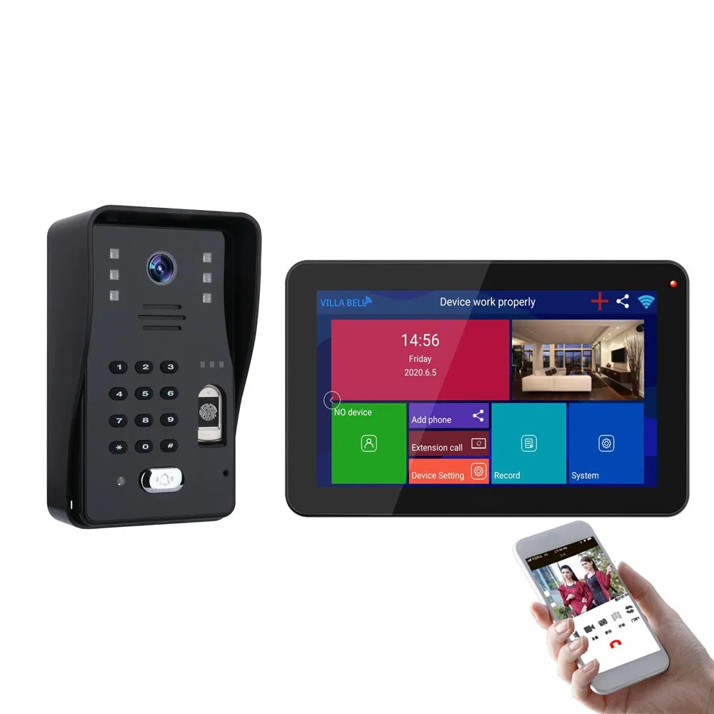 Видеодомофон 9 дюймов несколько мониторов Wi-Fi IP-домофон 1080P AHD-камера 500 отпечатков