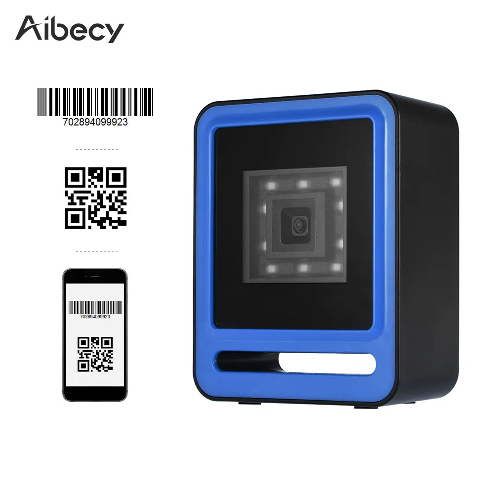 Aibecy 1D 2D QR Barcoder сканер Настольный Всенаправленный беспроводной USB проводной