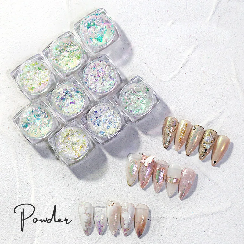 

1Box Holographic Chameleon Nail Art Glitter Sequins Ultra-Thin Rainbow Colors Chunky Glitter Flakes Cloud Paillette Manicure Tip